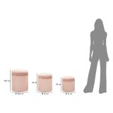 Pouf Contenitore Rosa set da 3 Forma Rotondo 41x41x50h cm, Materiale Struttura in Legno Nobilitato - Ghanzi