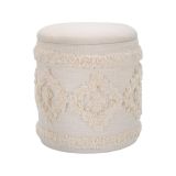 Pouf contenitore rotondo in tessuto 35x35x40h cm bianco - Jarrar