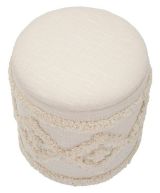 Pouf contenitore rotondo in tessuto 35x35x40h cm bianco - Jarrar