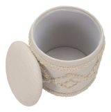 Pouf contenitore rotondo in tessuto 35x35x40h cm bianco - Jarrar
