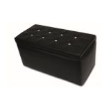 Pouf contenitore salvaspazio in ecopelle 90x45x45h cm nero - Felicita