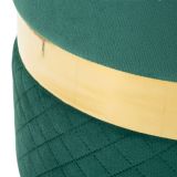 Pouf Contenitore Verde oro set da 2 Forma Rotondo 37x37x42h cm, Colore Struttura oro - Maun