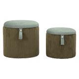 Pouf Contenitore Verde set da 2 Forma Rotondo 38x38x38h cm, Materiale Struttura in Tessuto - Fianar