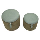 Pouf Contenitore Verde set da 2 Forma Rotondo 38x38x38h cm, Materiale Struttura in Tessuto - Fianar