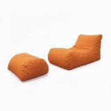 Pouf Crinum, Poltrona multiuso, Poltroncina sacco, Pouf poggiapiedi, Made in Italy, 120x80 h60 cm, Arancione
