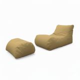 Pouf Crinum, Poltrona multiuso, Poltroncina sacco, Pouf poggiapiedi, Made in Italy, 120x80 h60 cm, Beige