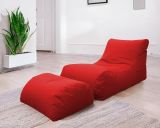 Pouf Crinum, Poltrona multiuso, Poltroncina sacco, Pouf poggiapiedi, Made in Italy, 120x80 h60 cm, Rosso