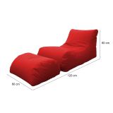 Pouf Crinum, Poltrona multiuso, Poltroncina sacco, Pouf poggiapiedi, Made in Italy, 120x80 h60 cm, Rosso