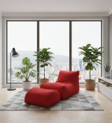 Pouf Crinum, Poltrona multiuso, Poltroncina sacco, Pouf poggiapiedi, Made in Italy, 120x80 h60 cm, Rosso