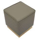 Pouf Grigio Tortora oro Rivestimento Trapuntato in Ecopelle Forma Quadrato 38x38x38h cm, Colore Struttura oro - Daseloba