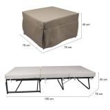 Pouf quadrato tortora 78x78x45h cm - letto Arno