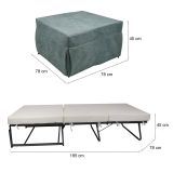 Pouf rettangolare azzurro 78x78x45h cm - letto Arno