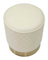 Pouf Uruguay, Poltrona multiuso, Scendiletto, Pouf poggiapiedi, 36x36 h39 cm, Bianco e Oro