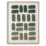 Quadro Verde Grigio Effetto Rilievo e Texture Materica Materiale Struttura in Plastica 60x80h cm, Materiale Struttura in Legno - Bamase
