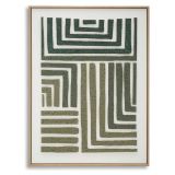 Quadro Verde Grigio Effetto Rilievo e Texture Materica Materiale Struttura in Plastica 60x80h cm, Materiale Struttura in Legno - Bamesola