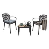 Salotto da balcone design 2 poltrone e tavolino antracite - Kupang