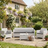 Salotto da cortile poltrone e divano effetto rattan bianco - Admiral