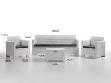 Salotto da cortile poltrone e divano effetto rattan bianco - Admiral