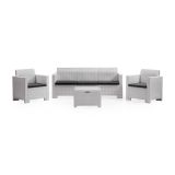 Salotto da cortile poltrone e divano effetto rattan bianco - Admiral