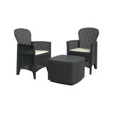 Salotto da esterno 2 poltrone 1 tavolino contenitore antracite - Anny
