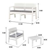 Salotto da esterno 4 posti e 1 tavolo effetto rattan bianco - Agnelo