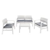 Salotto da esterno 4 posti e 1 tavolo effetto rattan bianco - Agnelo