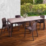 Salotto da esterno 4 posti e 1 tavolo effetto rattan marrone - Arret