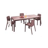 Salotto da esterno 4 posti e 1 tavolo effetto rattan marrone - Arret