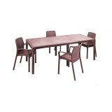 Salotto da esterno 4 posti e 1 tavolo effetto rattan marrone - Arret