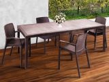 Salotto da esterno 4 posti e 1 tavolo effetto rattan marrone - Arret