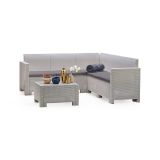 Salotto da esterno 5 posti e 1 tavolo effetto rattan bianco - Somnus