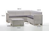 Salotto da esterno 5 posti e 1 tavolo effetto rattan bianco - Somnus