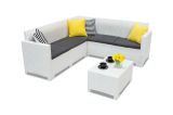Salotto da esterno 5 posti e 1 tavolo effetto rattan bianco - Somnus