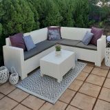 Salotto da esterno 5 posti e 1 tavolo effetto rattan bianco - Somnus