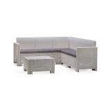 Salotto da esterno 5 posti e 1 tavolo effetto rattan bianco - Somnus