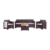 Salotto da esterno 5 posti e 1 tavolo effetto rattan marrone - Admiral
