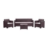 Salotto da esterno 5 posti e 1 tavolo effetto rattan marrone - Admiral