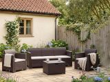 Salotto da esterno 5 posti e 1 tavolo effetto rattan marrone - Admiral
