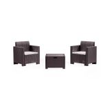 Salotto da esterno poltrone effetto rattan marrone - Apis