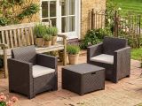 Salotto da esterno poltrone effetto rattan marrone - Apis