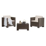 Salotto da giardino 2 posti e 1 tavolo effetto rattan marrone - Camini