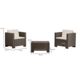 Salotto da giardino 2 posti e 1 tavolo effetto rattan marrone - Camini