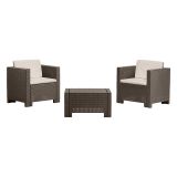 Salotto da giardino 2 posti e 1 tavolo effetto rattan marrone - Camini