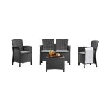 Salotto da giardino 4 posti e 1 tavolo effetto rattan antracite - Asiak