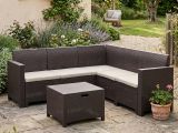 Salotto da giardino divano ad angolo 1 tavolino contenitore marrone - Somnus