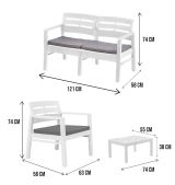 Salotto da giardino panche e tavolo effetto doghe bianco - Arti