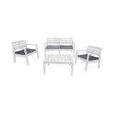 Salotto da giardino panche e tavolo effetto doghe bianco - Arti