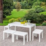 Salotto da giardino panchine effetto doghe bianco - Asta