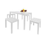 Salotto da giardino panchine effetto doghe bianco - Asta