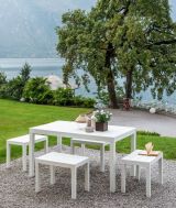 Salotto da giardino panchine effetto doghe bianco - Asta